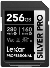 Lexar 256GB Professional SILVER PRO SD Card, UHS-II, C10, 256GB, Black/Silver