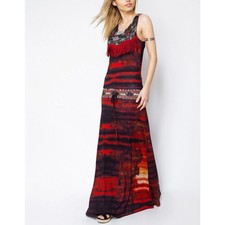 Desigual Sleeveles Red Print Maxi Dress Visco...