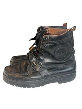 1990's Polo Sport Ralph Lauren Men  s Black Leather Buckle Boots 10.5 D