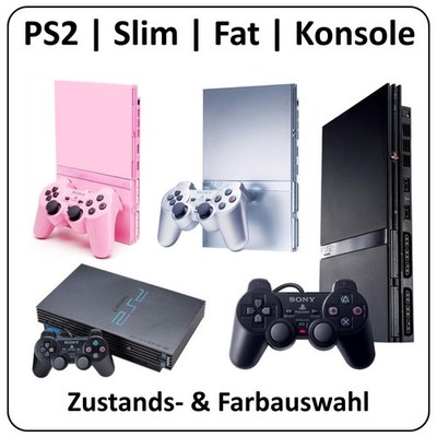 Sony Playstation 2 Slim Konsole | inkl. PS2 Controller | Schwarz | Silber | Pink