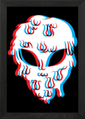 Gerahmtes Wandbild Poster Leinwanddruck Bild Melting Alien Face