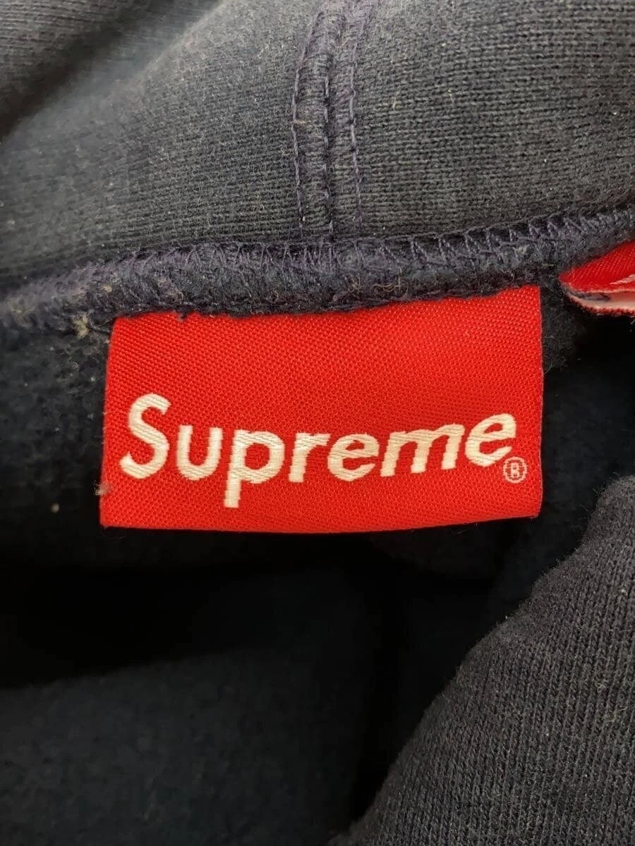 Supreme Burning Crosses Pullover Felpa con Cappuccio S Cotone Navy Segni d'uso