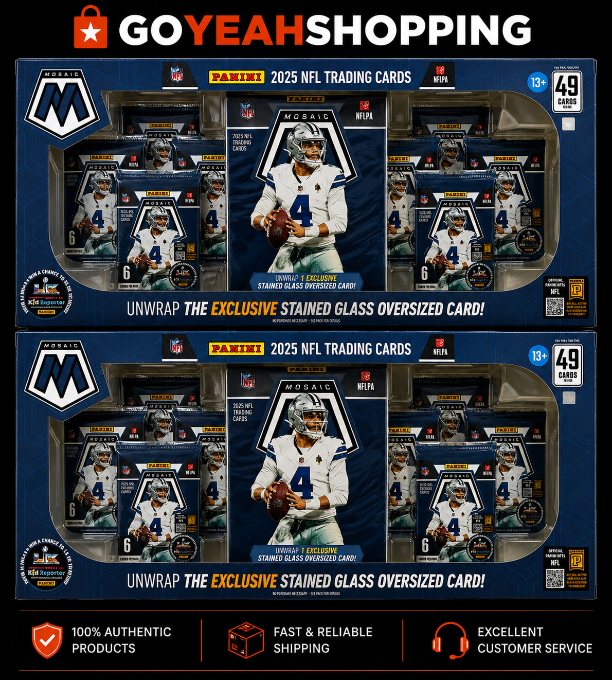 Lot of (2) 2025 Panini Mosaic NFL Costco Exclusive Trading Cards Bundle Box