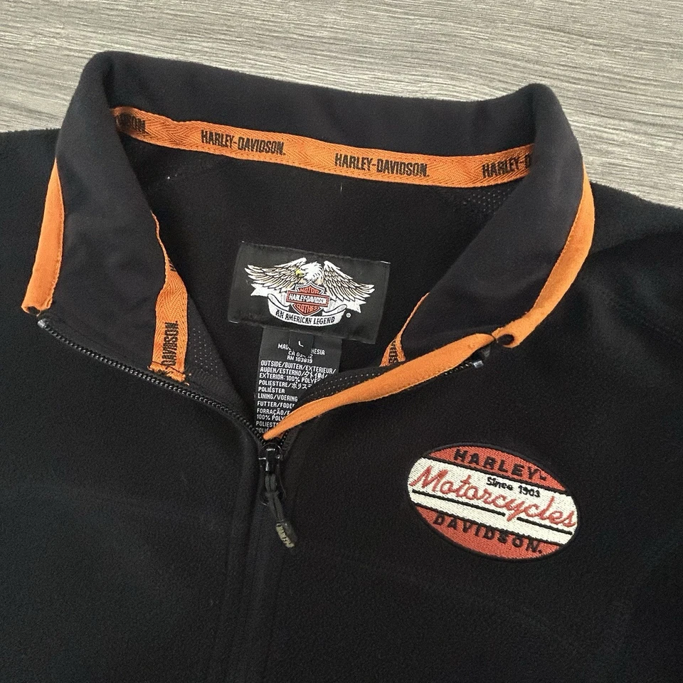 Chaqueta polar Harley Davidson vintage adulto grande cremallera completa bolsillos motociclista años 90 Foto 3 de 4