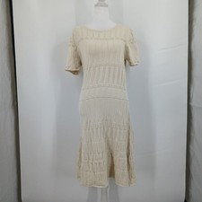 womans gap size medium cream short sleeve midi crochet dress knit summer casual
