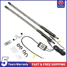 2PCS 3ft RGB LED Whip Lights Antenna Remote Control Fits For Polaris RZR UTV F9