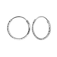 O&S Creolen Echt Sterling Silber 925 Ohrringe 16 Mm Diamond Cut Herren Damen