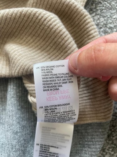 Jersey White Stuff para mujer talla UK 20 gris y beige mezcla de lana manga larga acanalado - Imagen 8 de 10