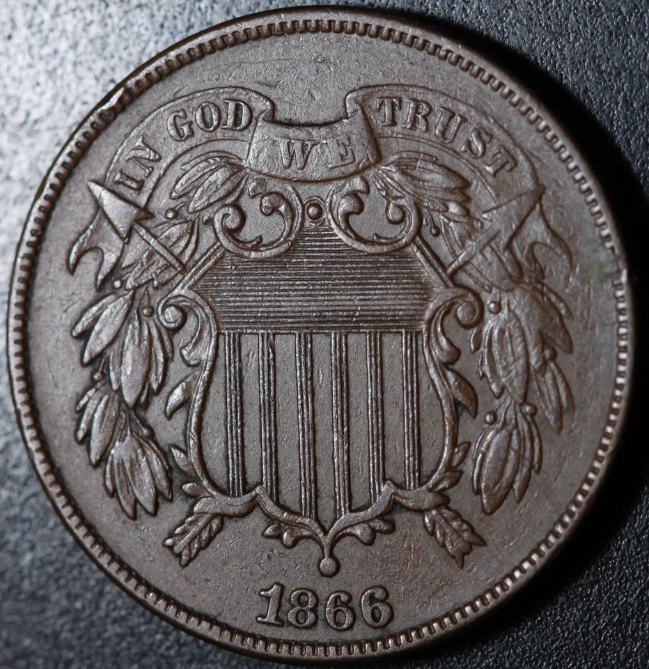 1866 TWO CENT PIECE 2¢ - With FULL MOTTO - Image 2 of 3