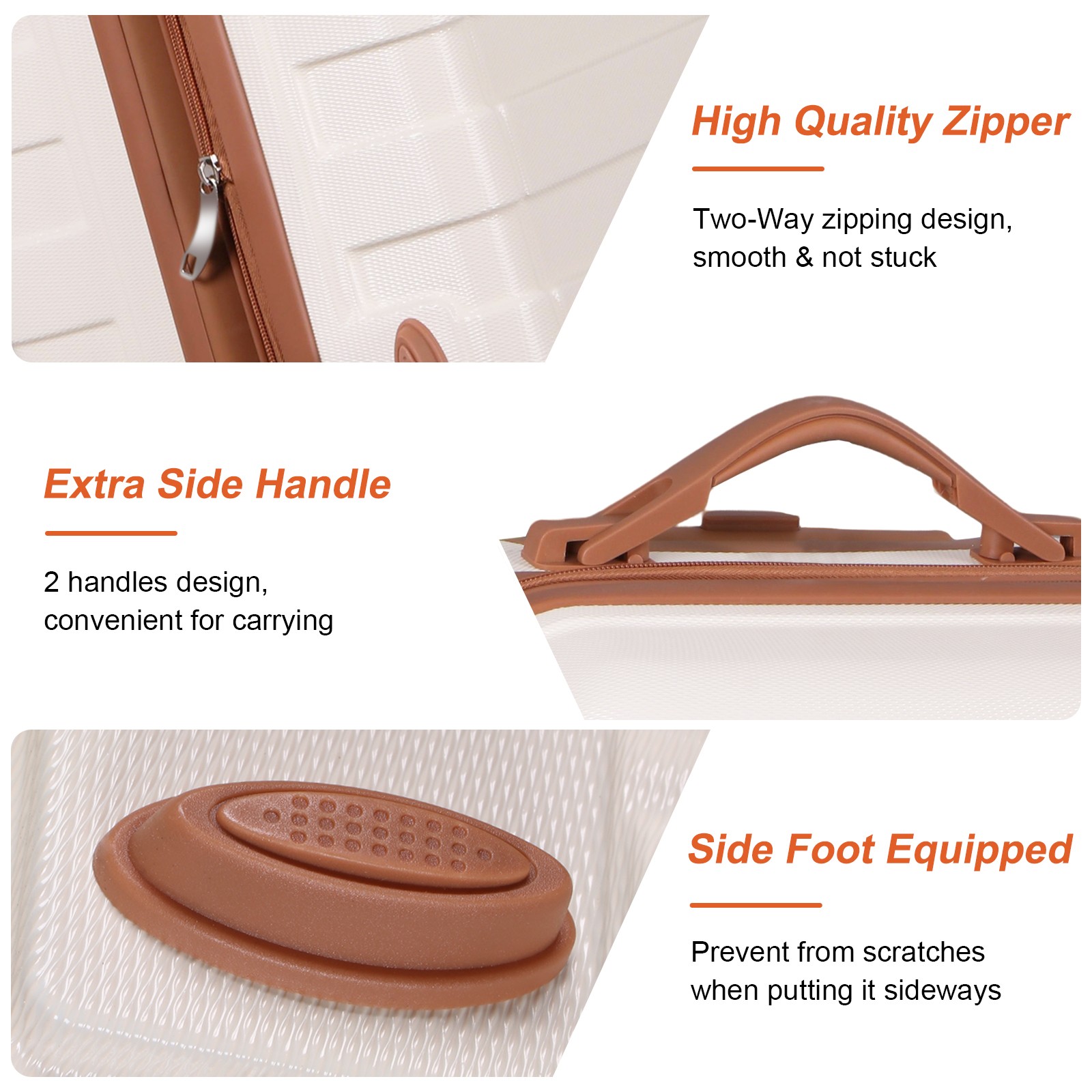 Travel Suitcase 21" Carry On Luggage Hardside Expandable Spinner w/ Wheels White