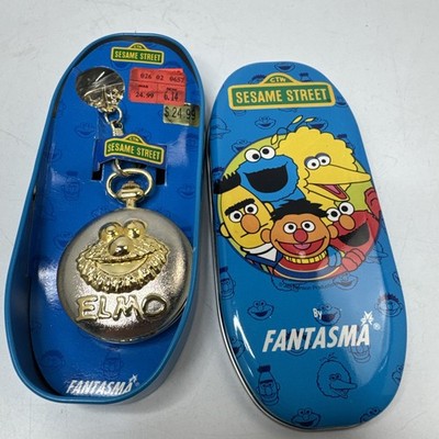 Vintage Sesame Street Henson Fantasma Elmo Pocket Watch With Chain 1995 New