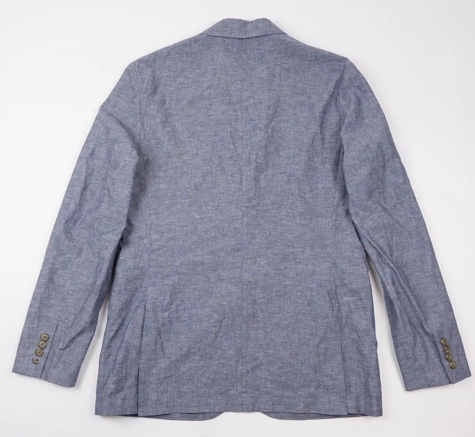 J. Crew Ludlow Blazer Men's 40R Slim Unstructured Cotton Linen Sport Coat Gray - Image 4 of 4