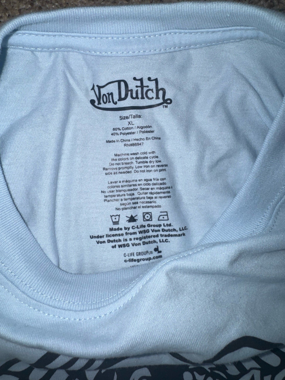 NEW Oversized Cropped Von Dutch Classic Wings Tee in light blue XL. SOLD OUT image 9