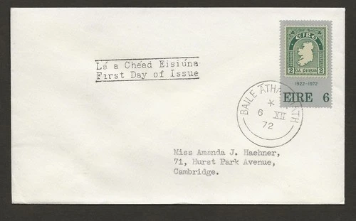 Ireland - 1972 First Day Cover -50th Anniv First Stamp. FREE UK POST