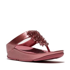 FITFLOP Womens Rumba Metallic Rust Rose Metallic Beaded Toe-Post Sandals E4X-D60