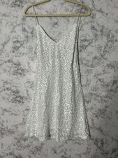 Lulus-Force Of Fashion White Backless Sequins Mini Dress Sz M EUC
