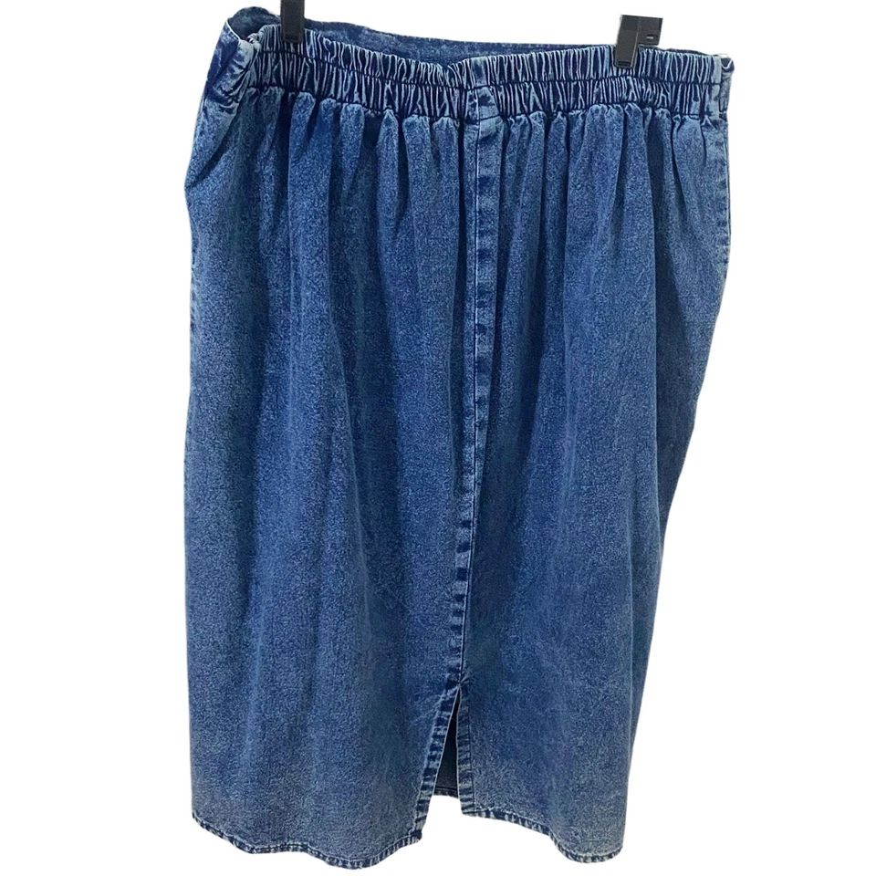 Maxi Jean Falda Vaquera Línea A Bordada Estrás 3XL Cintura Elástica Foto 2 de 4