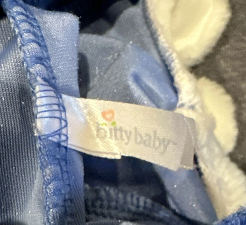 Vestido de terciopelo azul con copos de nieve y sombrero American Girl Bitty Baby Foto 4 de 4