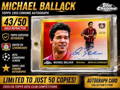 Michael Ballack Auto 43/50 Gold Refractor Topps UEFA 2025/26 1955 Leverkusen