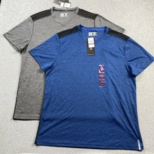 2x RBX Shirt Mens XL XTrain Performance Gym Training Quick Dry Blue Gray NWT NEW