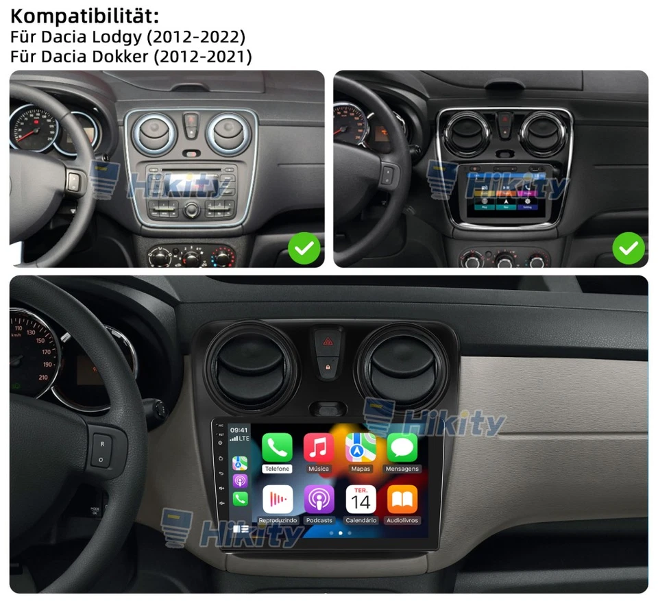 DAB+ CarPlay 8-Core 4+64GB Android 15 Autoradio Für Dacia Lodgy Dokker Navi RDS - Bild 2 von 4