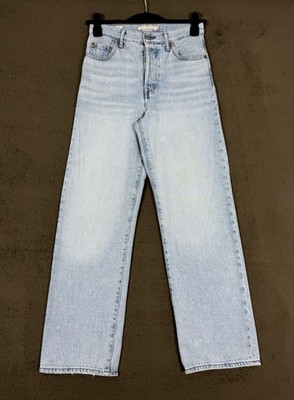 Levi's Ribcage Straight Ankle Jeans Damen W25 L29 Hellblau Big E Premium Hose