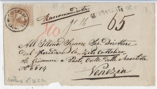 (V14) Austria 1967 -- 15Kr on Travel Letter X Venice