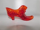 7/1236 Vintage Fenton Art Glass Amberina Panther Hobnail Shoe Slipper  5.5 x 3
