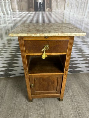 ANTIKER NACHTTISCH NACHTKONSOLE MIT MARMOR PLATTE UM 1890