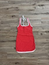 🆕 Urban Outfitters Red Terry Cloth Mini Dress Halter S Retro Sporty