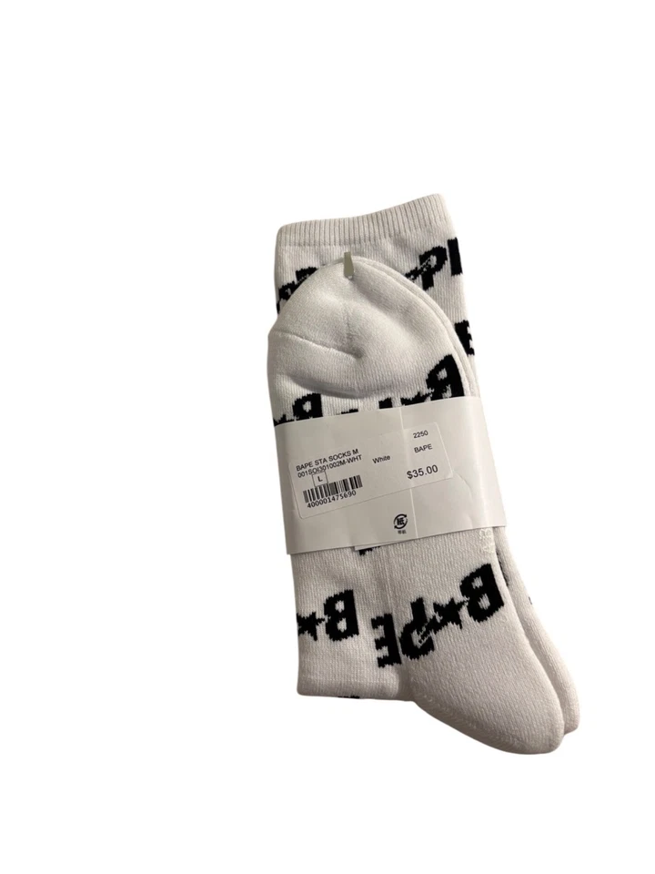 Calcetines A Bathing Ape blancos negros con logotipo Foto 2 de 4