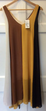 Womens Quiz Below-knee Dress Midi black/yellow/brown stripes size M new w/ tags