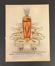 Four Roses VTG 1967 Life Print Add 10.5x13.5 Eggnog Bottle Christmas