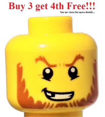  NEW Lego Minifigure Minifig Head Orange Eyebrow Sideburns Broken Tooth #18