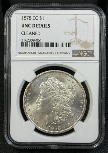 1878-CC Morgan Silver Dollar NGC Uncirculated, Bright Frosty Surface Coin