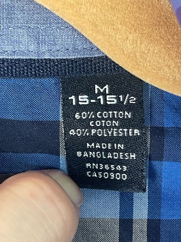 Van Heusen Men's Classic Multicolor Plaid Button-Down Long Sleeve Shirt M USED - Picture 3 of 7