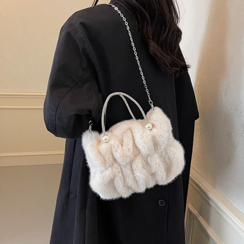 Velvet Plush Messenger Bag Faux Fur Tote Handbags Crossbody Bag Women - Picture 11 of 18