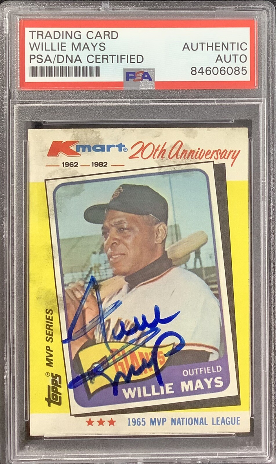 Willie Mays Signed 1982 Topps Kmart #8 Baseball Card Giants Autograph PSA/DNA