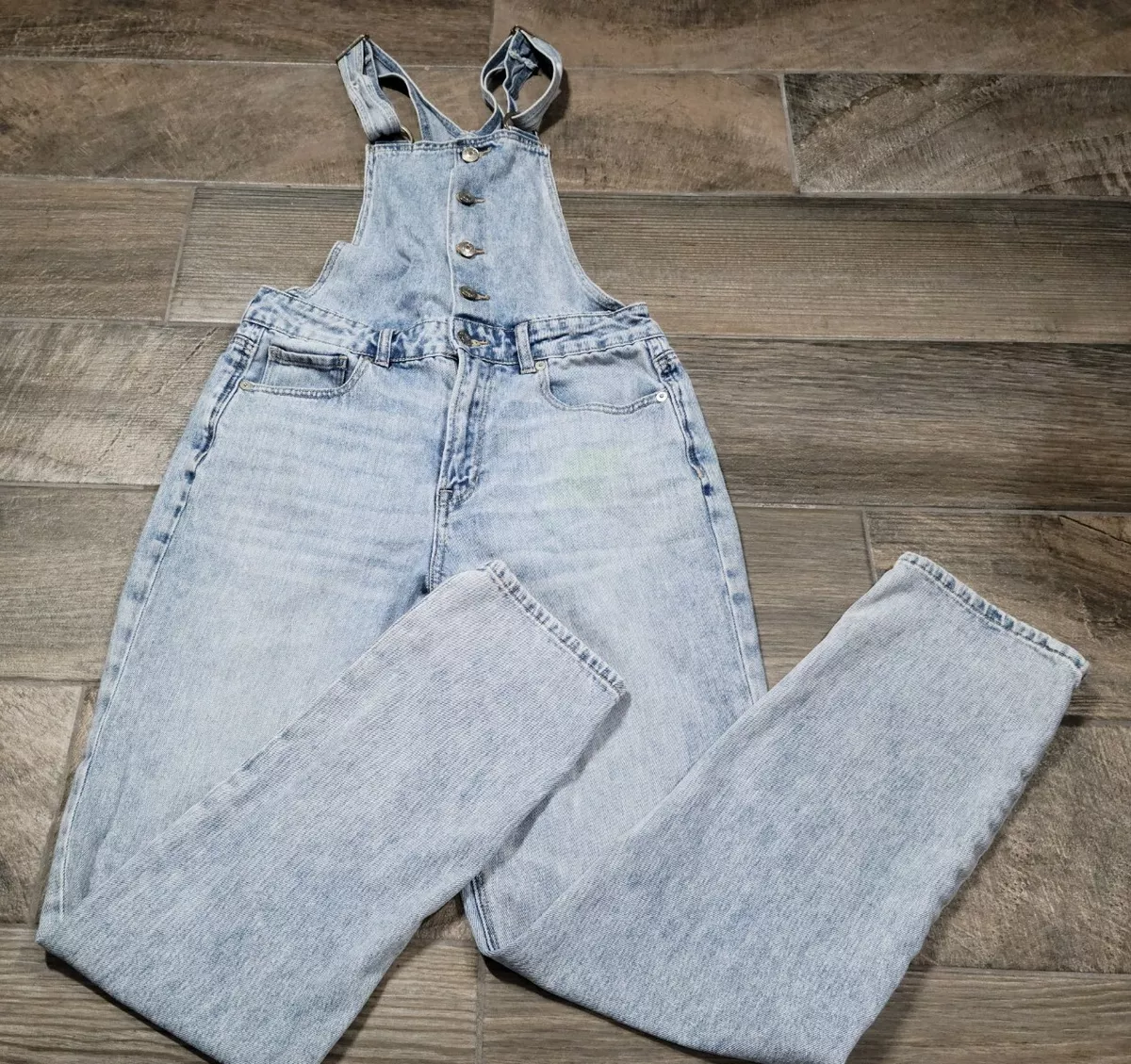 American Eagle Outfitters Blue Jean Mom Overalls Woman Sz 6 Long Light Wash