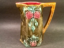 Antique French Majolica Frie Onnaing Floral Pitcher
