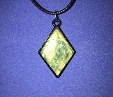 UV resin pendant, diamond shape, green, with sparkles, handmade by me, my design