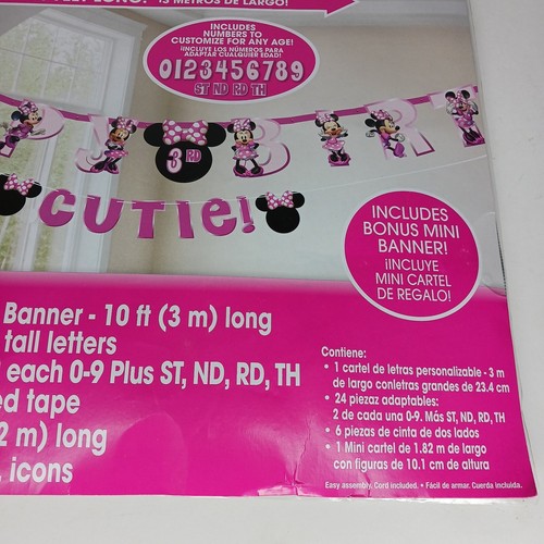 Minnie Mouse Birthday Banner Pink Customizable 10 ft long Disney Junior NEW - Picture 3 of 8
