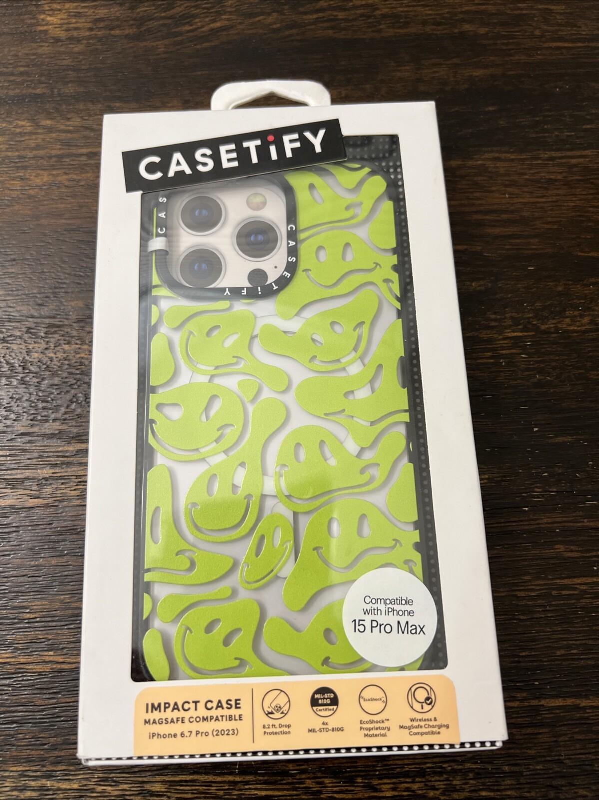 CASETiFY MagSafe Impact Case for iPhone 15 Pro Max Acid Smiles Neon Brand New-image