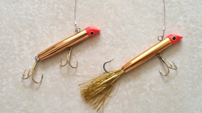 Lot of Sea Striker 7/8 Oz '' GOLD'' GOT-CHA Lures with AFW stainless Steel Leader 