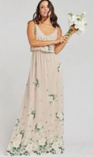 Show Me Your Mumu Kendall Maxi Dress  Small Taupe Floral Bouquet Toss Bridesmaid