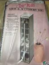 Closet Mates Shoes & Accessory Bag Eight Shelves Grey Floral Pattern Zip Front