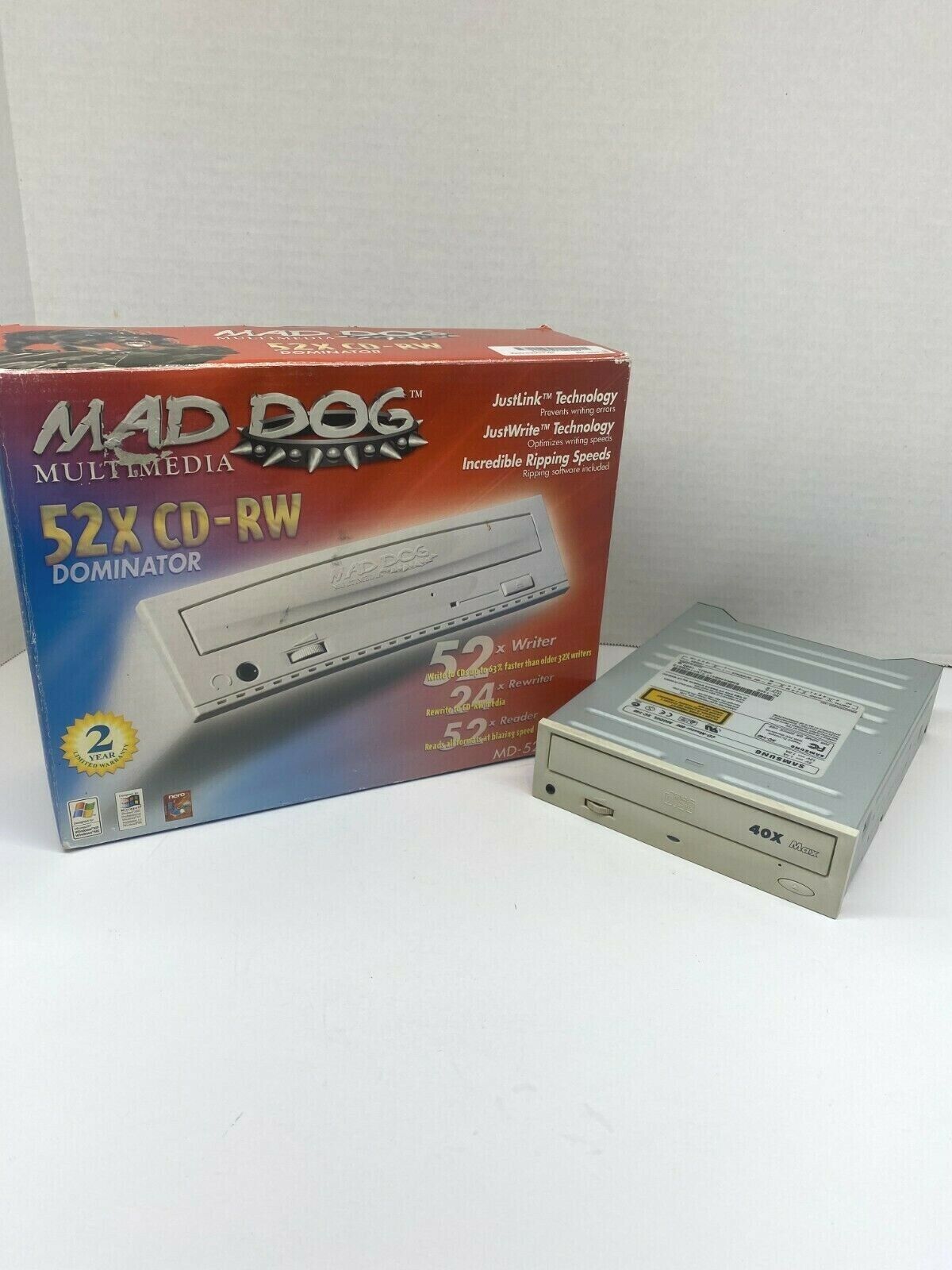 Mad Dog Multimedia 52X24X52 CD-RW Dominator MD-52XCDR Electronics Technology 