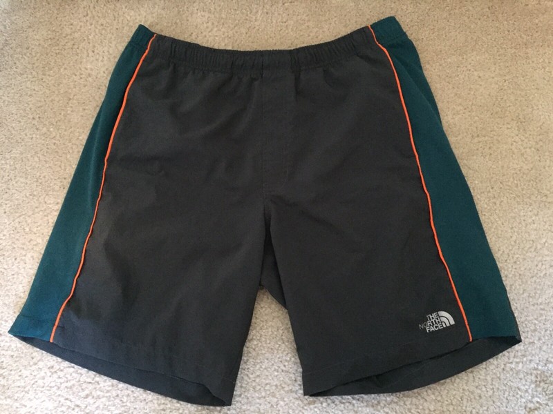 Men The North Face Woven Trail Lightweight Running Shorts 9" Gray/Teal Sz Medium