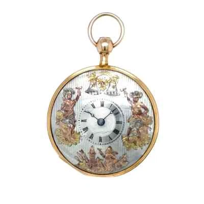 Jacquemart Glockenschlag Viertelrepetition Spindeltaschenuhr Henry Gager - Bild 1 von 4