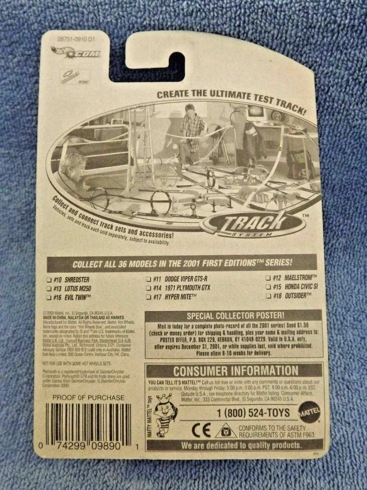 2001 Hot Wheels #26 First Editions 14/36 1971 PLYMOUTH GTX Green w/Chrome 5 Sp - Image 4 of 4